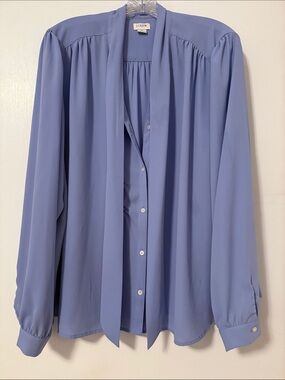 J. Crew Lavender Tie-Neck Bow Blouse 3X Plus Purple Prep Work Business Button Up
